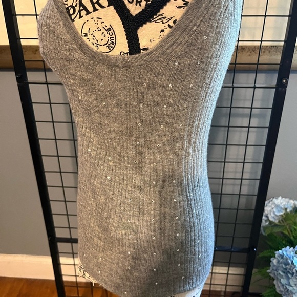 Gray Cashmere and rhinestone tank by J crew. Stretch! - Picture 4 of 9